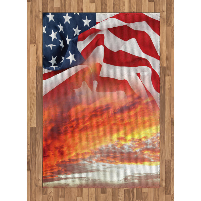 American Flag High Density Long Fiber Poly Threads Decorative Area Rug Carpet, Rectangle 4' x 5'8"