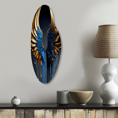 Avelines - Curved Wings Angel Metal Wall Art, Asymmetrical Metal Wall Sculpture Print
