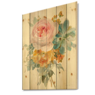 Multicolor French Bouquet I - impression de campagne sur bois de pin naturel