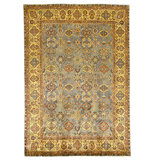 Hand Knotted Wool Oriental Area Rug in Blue And Gold