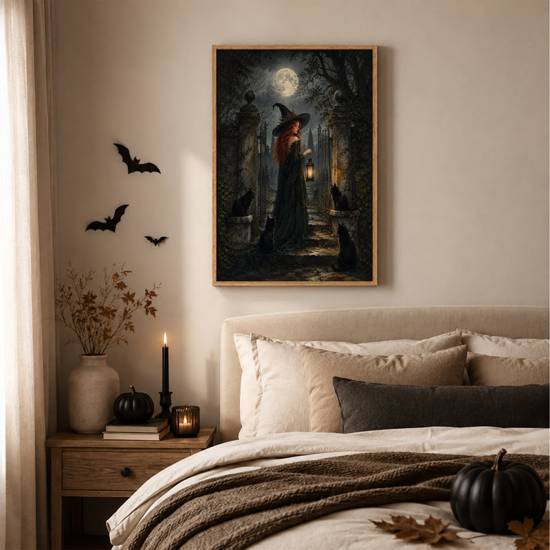 Art mural sur toile, sorcière aux cheveux rouges, H 48 po x l 32 po