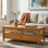 Warm Shaker 48"W Solid Wood Transitional Coffee Table with Storage Drawers and Open Shelf