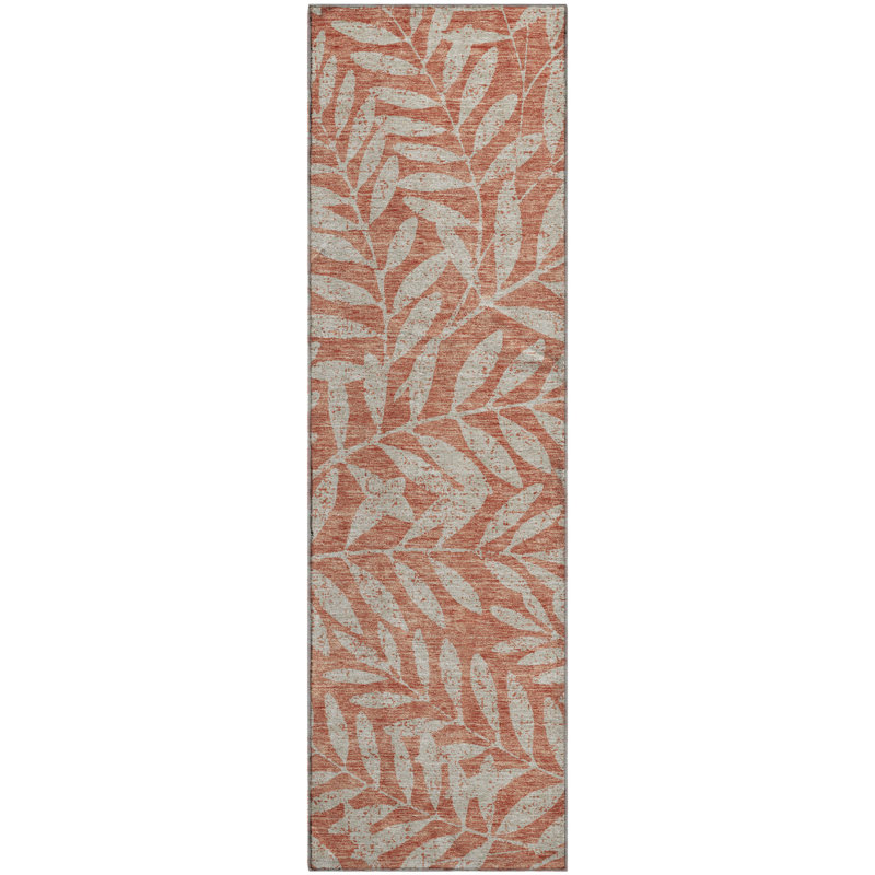 Premium Machine Washable Prisco Salmon Rug, Runner 2'3" x 7'6"