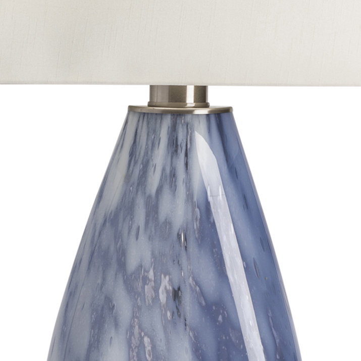 Lampe de table en verre soufflé bleu / blanc