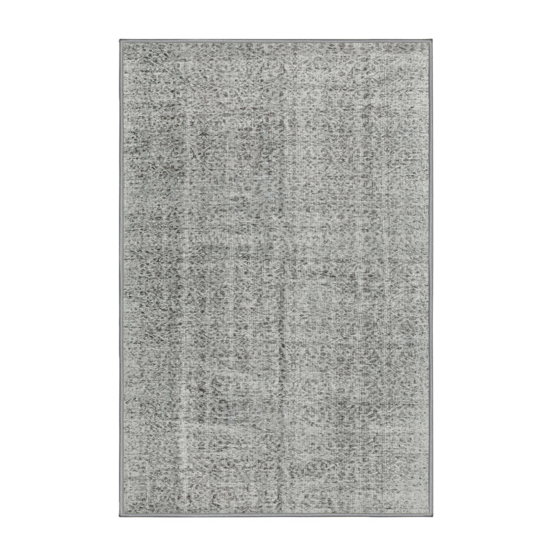 Tapis gris abstrait en laine, Rectangle 6 pi x 9 pi