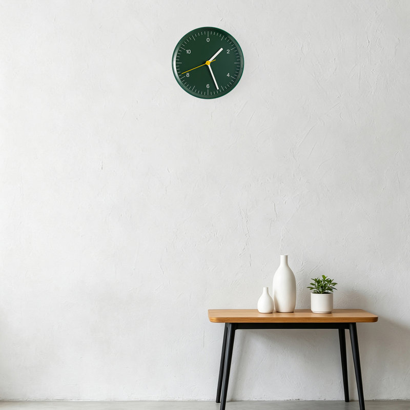 Green Round Analog Wall Clocks, Green