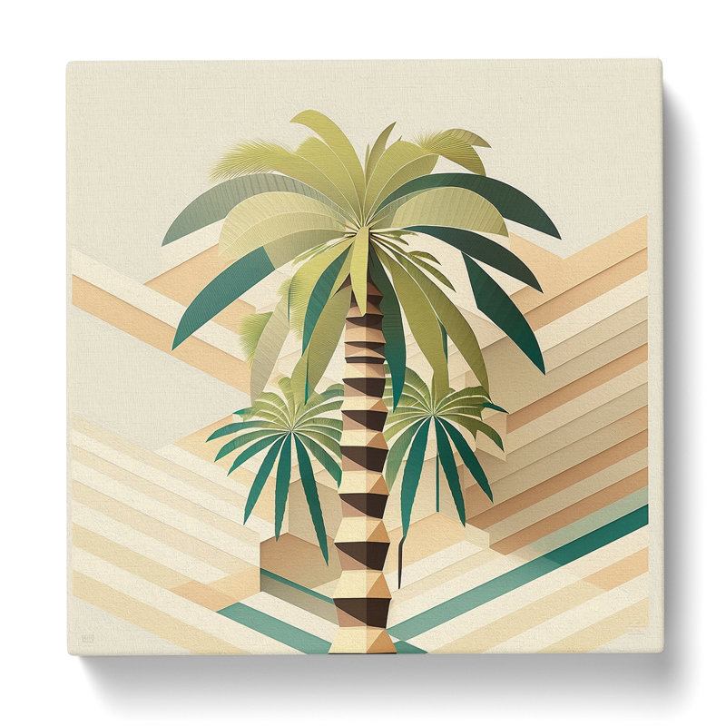 Palm Tree Geometric No.1 - No Frame Print, 35cm H x 35cm W x 3cm D