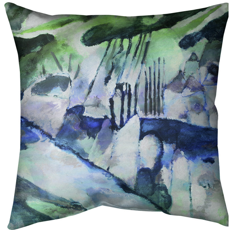 Coussin Landscape, Vert, 18 po x 18 po, Faux lin