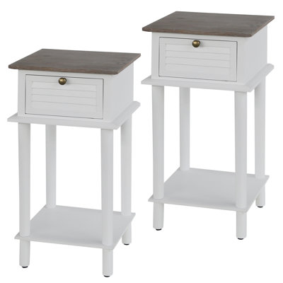 Chaney One-Drawer Accent Table - White & Brown