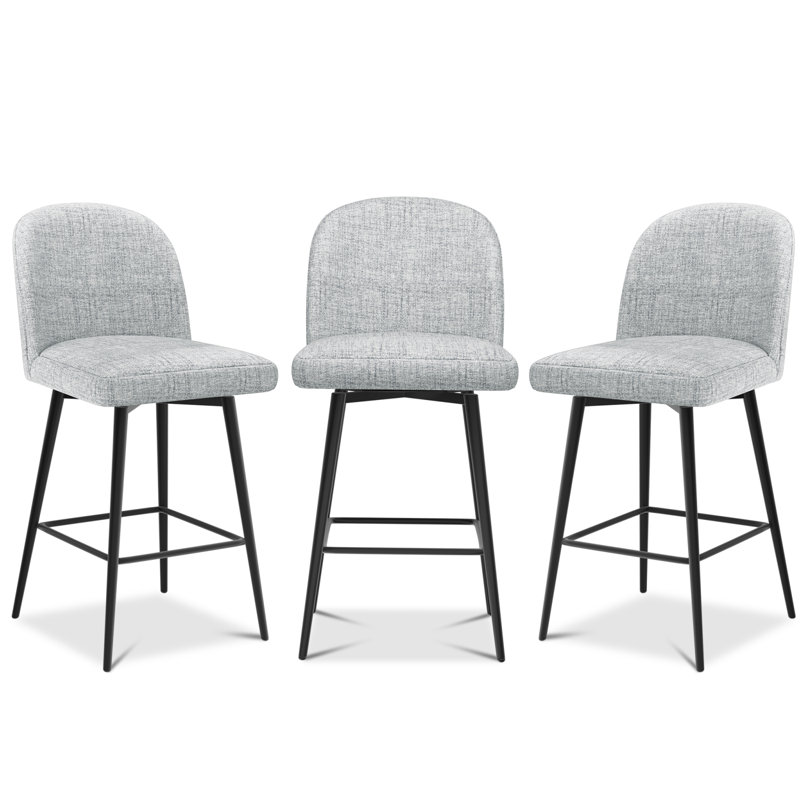 Kanasha 26.9" Swivel Counter Height Bar Stools, Light Gray, 3