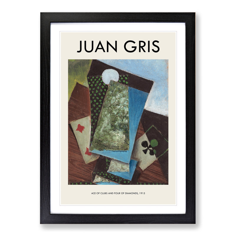 Playing Cards Print by Juan Gris - Picture Frame Painting, Black Framed, 48cm H x 36cm W x 2cm D