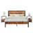 3 Piece Farmhouse Industrial Bedroom Set, Full Size Platform Bed with 2 Nightstands Set, Steel Bed Frame with Rustic Wood Headboard & Footboard, Nightstand with Drawer & Charging Station, No Box Spring Needed-547312743-597538761