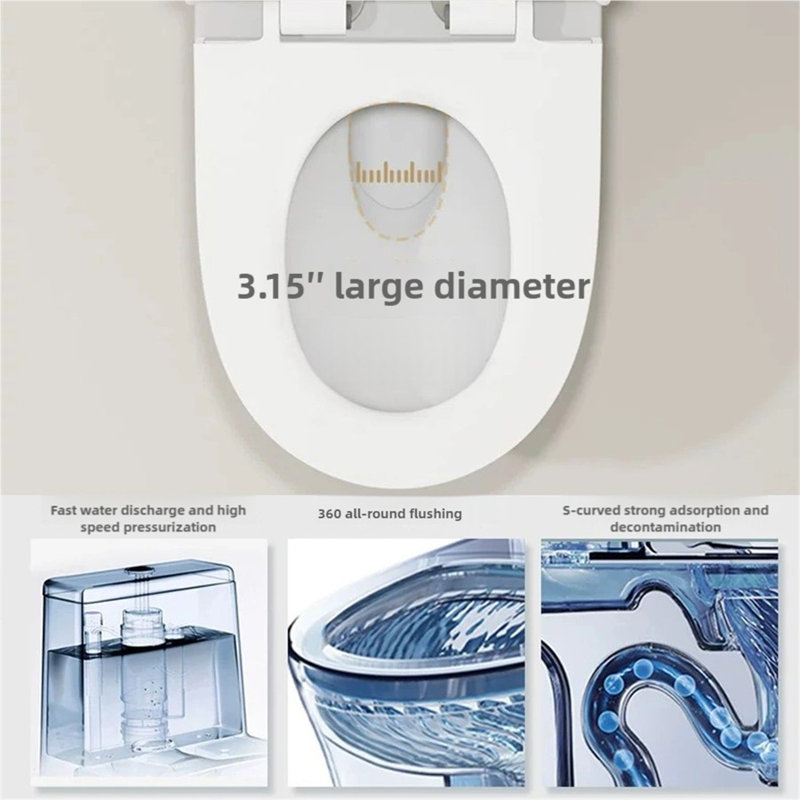 Toilette allongée noire silencieuse et anti-odeur 1,85 gallons par minute (siège inclus), Blanc / Doré