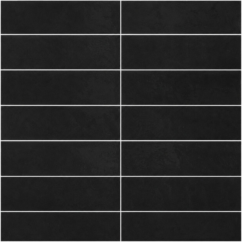 Carreaux de mur de métro zellige 2 po x 6 po Fez, Noir Nero