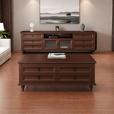 Vintage Handle TV Cabinet Coffee Table with Large