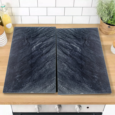 2 Pcs Universal Glass Stove Slate Design Hob Cover Cutting Chopping Boards Worktop Protectors