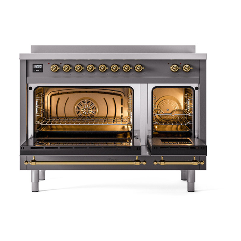 ILVE Nostalgie II 48 in Induction Range, Graphite Matte/Brass