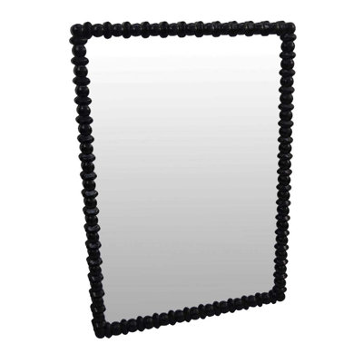 Perz Wall Mirror Square Frame, Beaded Wood Frame