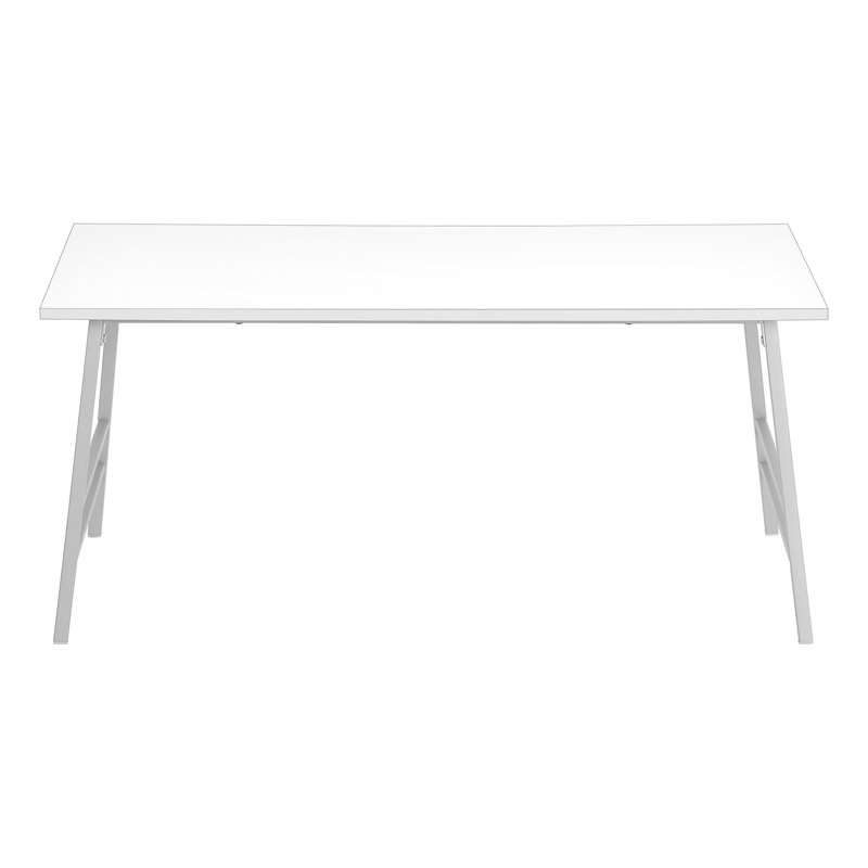 Contemporary Grey Metal Rectangular Coffee Table With Angled Legs And Laminate Top, White