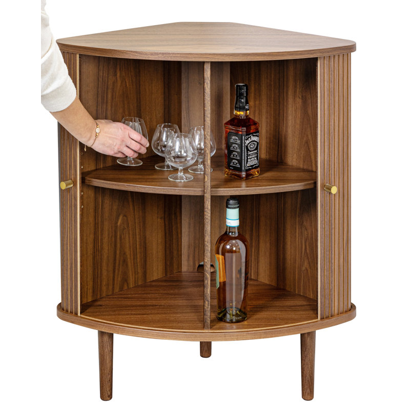 Corner Bar Cabinet With Doors And Shelves, Coffee And Wine Bar Buffet