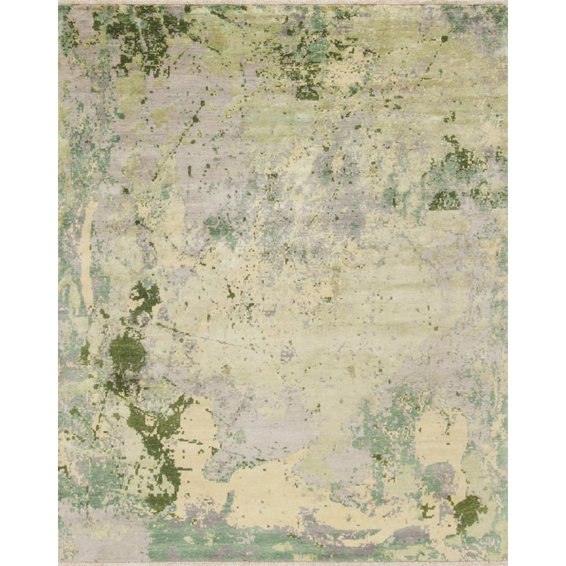 Artist Neptune Hand Knotted Abstract Area Rug in Gray/Green, Sample 2' x 3'