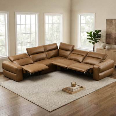 Canapé inclinable électrique à double moteur 125 po avec conception murale zéro, appui-tête réglable et cuir fleur