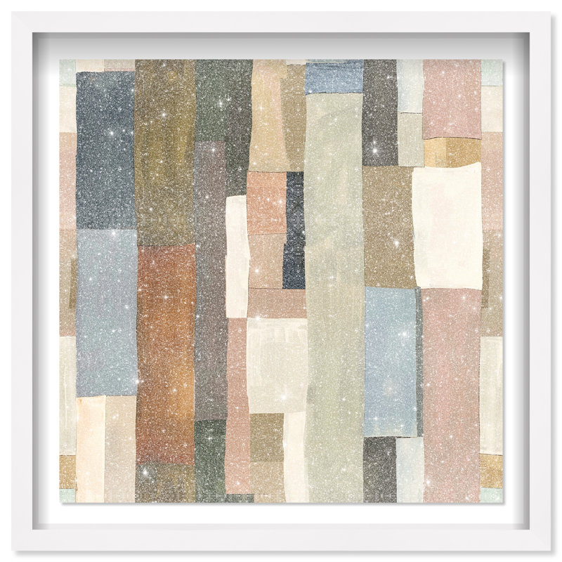 Beige Blocks II Shadowbox Abstract Print by Oliver Gal, Black Frame, 12 x 12, 17.5"H x 17.5"W, White Frame