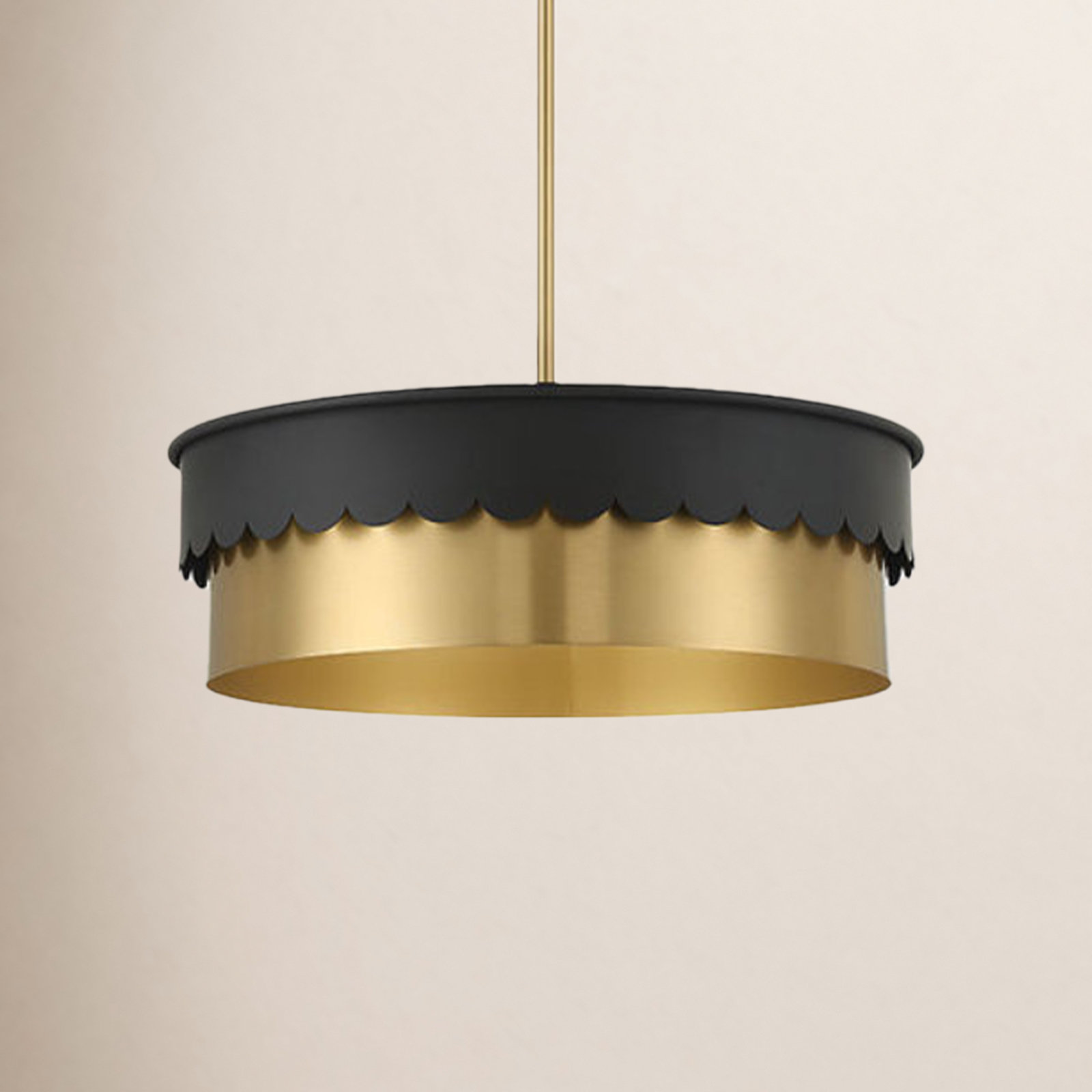 Dulcia 4 Light Metal Dimmable Pendant, Matte Black/Natural Brass