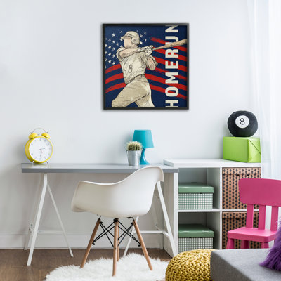 Patriotic Home Run Baseballer Framed Giclee, design by LightBoxJournal