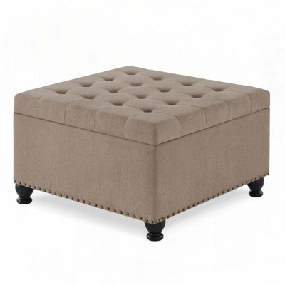 Square Storage Ottoman with Wooden Legs