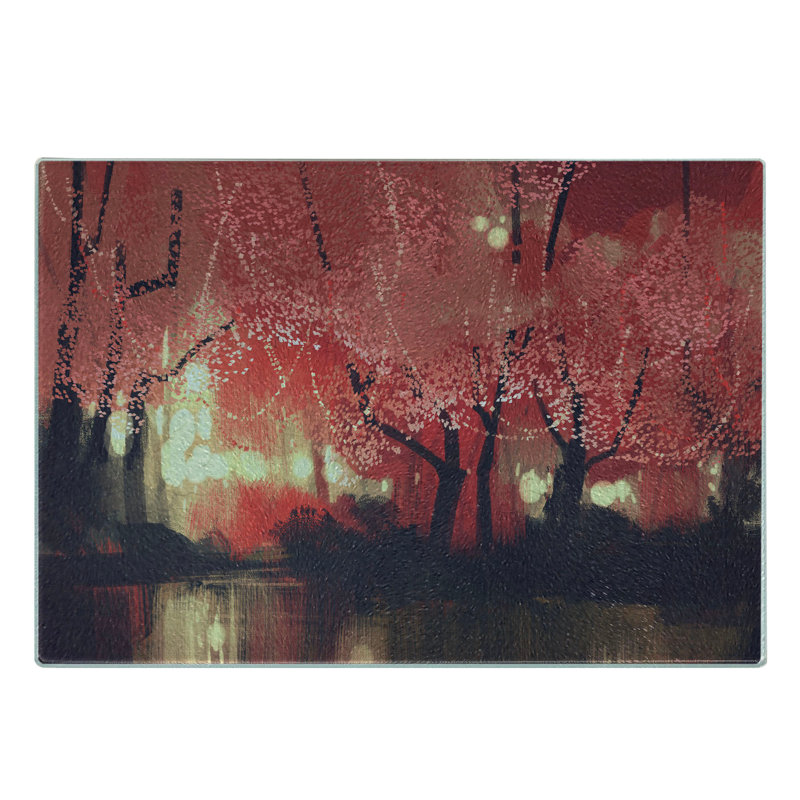 Planche à découper Ambesonne en verre trempé brun forêt et rubis