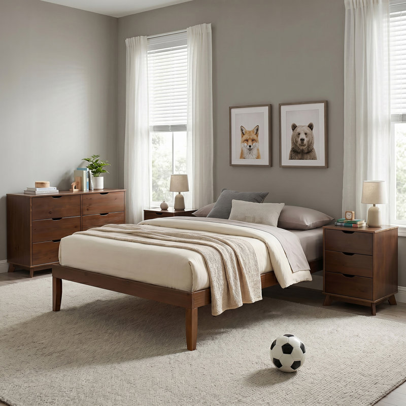 Marialana 4 Piece Bedroom Set, Walnut, Queen