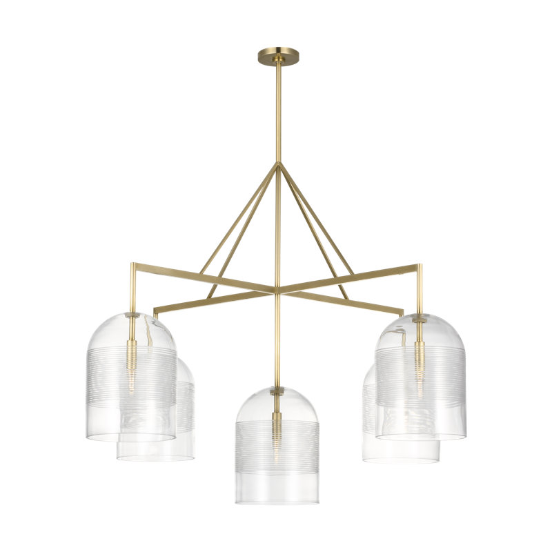 Leano 5 - Light Chandelier, Hand-Rubbed Antique Brass