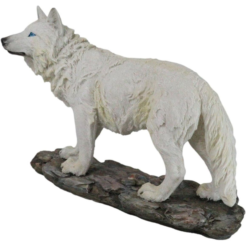 Figurine de loup blanc albinos sur la toundra Winter Forest Hunter