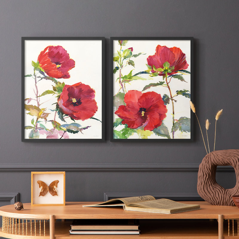 Impression encadrée Hibiscus Glow I-Premium - prête à être accrochée - aucun clou requis - aucun clou requis