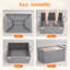 Fabric Storage Boxes 6 Pcs, Stackable Storage Bins With Clear Lids, Foldable Oxford Cloth Cube Closet Organizer Baskets, Clothes Containers For Towels, Blankets, Books, Light Grey-medium-1082568684