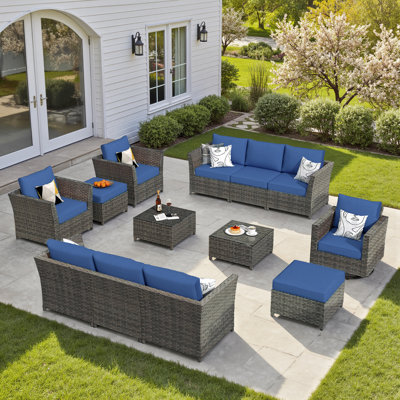 Ignatz 9 - Person Patio Sectional Seating Group with Cushions