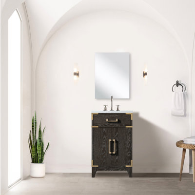 Meuble-lavabo en chêne brun avec comptoir en acrylique - 20 po L 18 po x P 18 po inclus