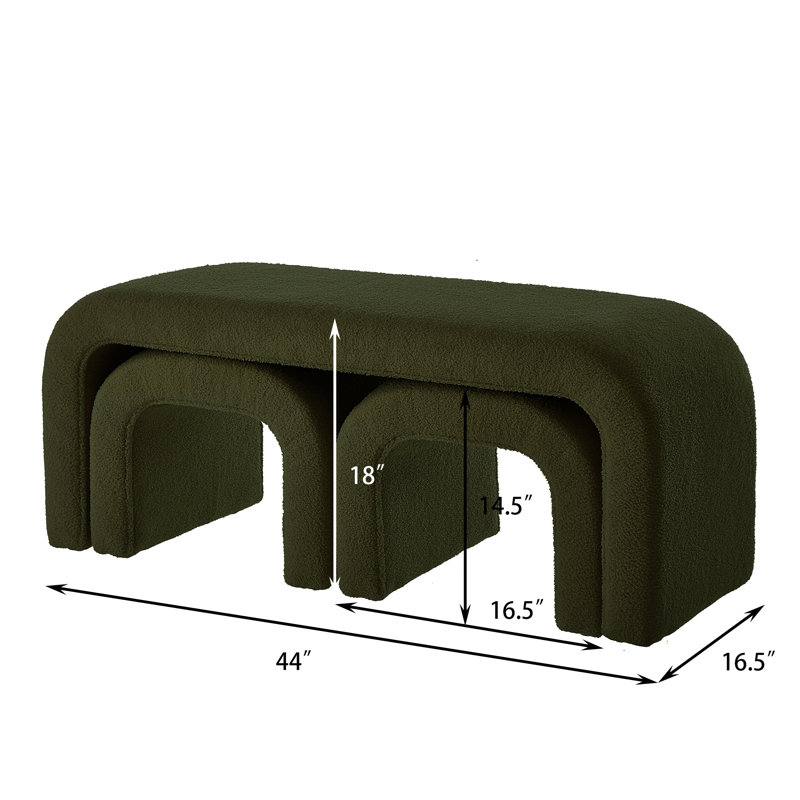 Ensemble de 3 banquettes Modern, Vert foncé