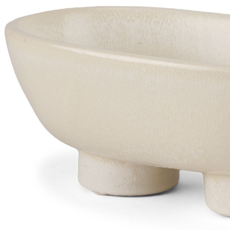 Centre de table ovale en céramique crème de 20 cm (8 po)