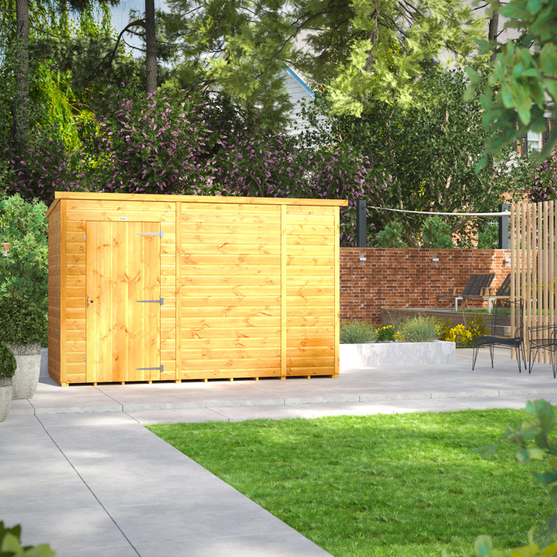 Powersheds 10 x 4ft Timber Tongue & Groove Windowless Pent Garden Shed