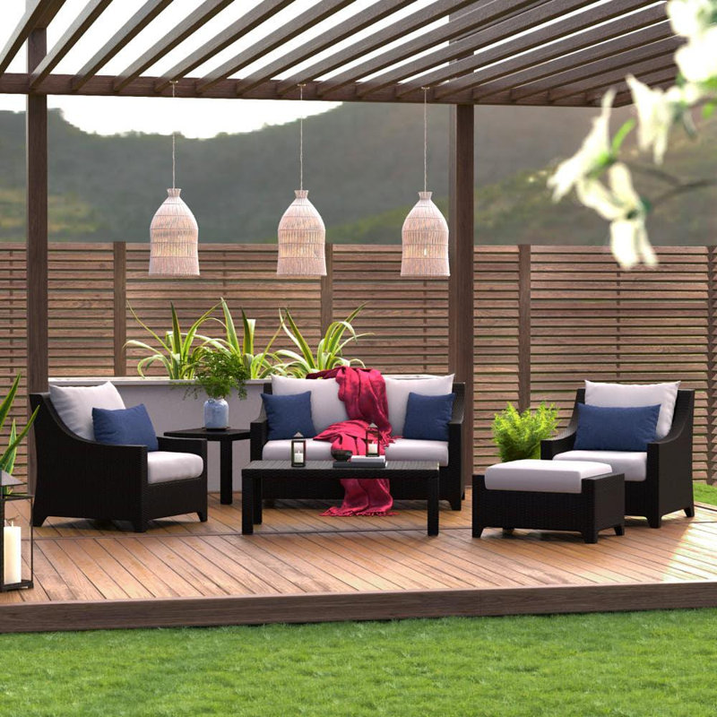 Fionnula 5 - Person Patio Conversation Set with Cushions, Canvas Regatta Sunbrella® Canvas