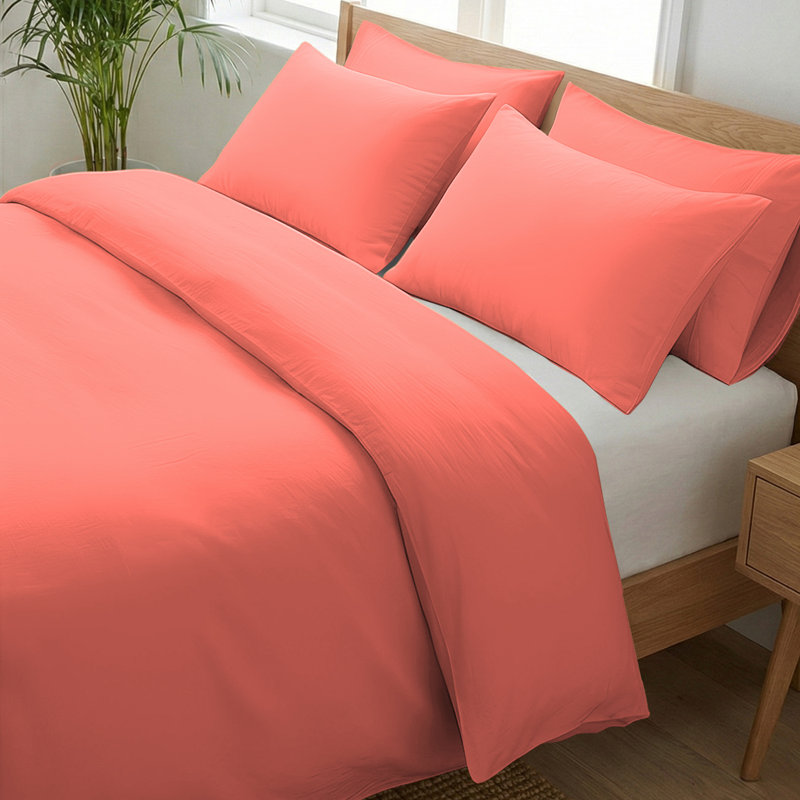 Cotton Bedding, Super King (220cm x 260cm), Coral