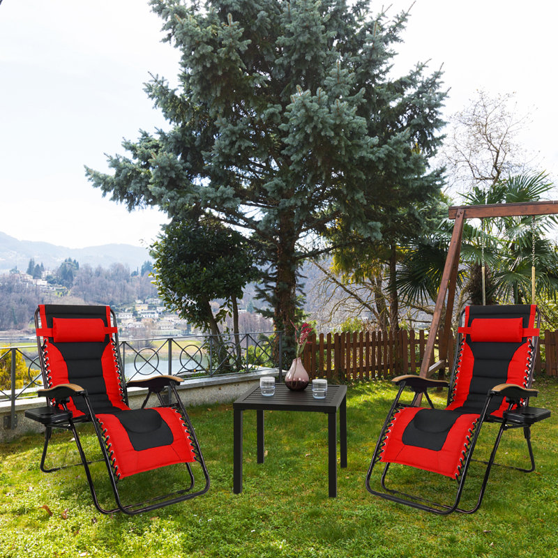 Fauteuil surdimensionné inclinable / pliable zéro gravité avec coussin, Rouge