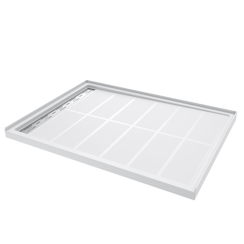 Elegant 48" W x 36" D x 4" H Shower Base with Single Threshold Anti-Slip Acrylic Shower Pan White, Right