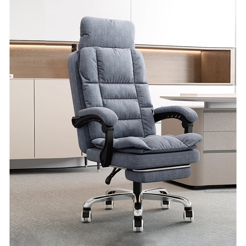 Fauteuil de bureau en lin avec repose-pieds