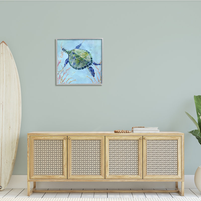 Art mural sur toile 18 "Tortue aquatique", H 24 po x l 24 po x P 1,5 po, Estampe numérique Farmhouse