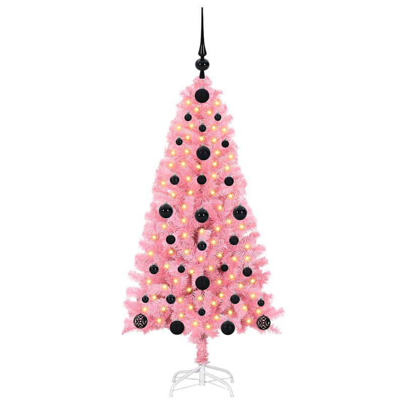 Christmas Tree with 150 LEDs with Stand PVC, 3.94' H, Black