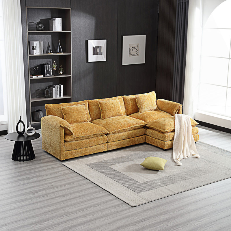 Canapé modulaire surdimensionné, canapé Cloud, canapé moderne en forme de L avec repose-pieds mobile et mousse mémoire