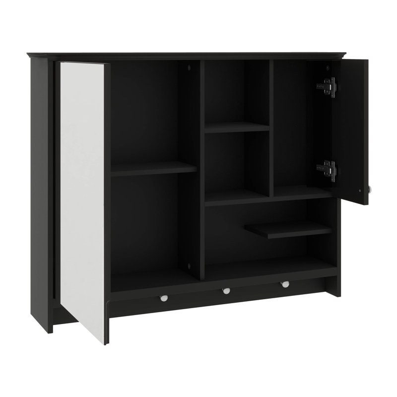 Pharmacie murale 36 pouces avec porte miroir et tablette intérieure réglable, Noir